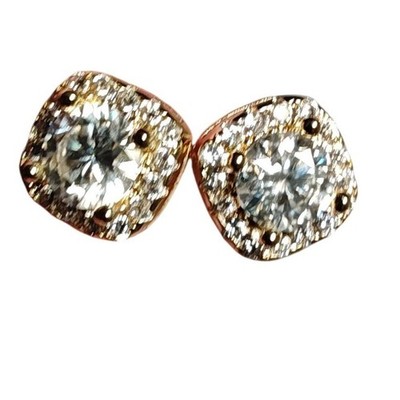 Ohrstecker Gold Vermeil Moissanit 1ct Halo rund Brillant VVS1 D 5mm GRA