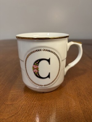 Thun Czech Republic Porcelain Monogram C Mug Gold Trim Floral Initial Cup