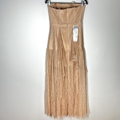 NEW BCBGMAXAZRIA Sz 4 Celeste Pink Lace Strapless Sheer Evening Dress - Picture 5 of 10