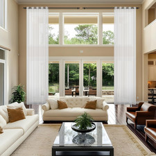 Extra Long Sheer Curtains, Grommet Light Flitering High Ceiling Long Sheer Curta