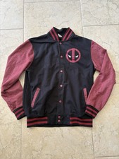 Deadpool Marvel Black And Red Button Up Varsity Jacket - Men’s Size M