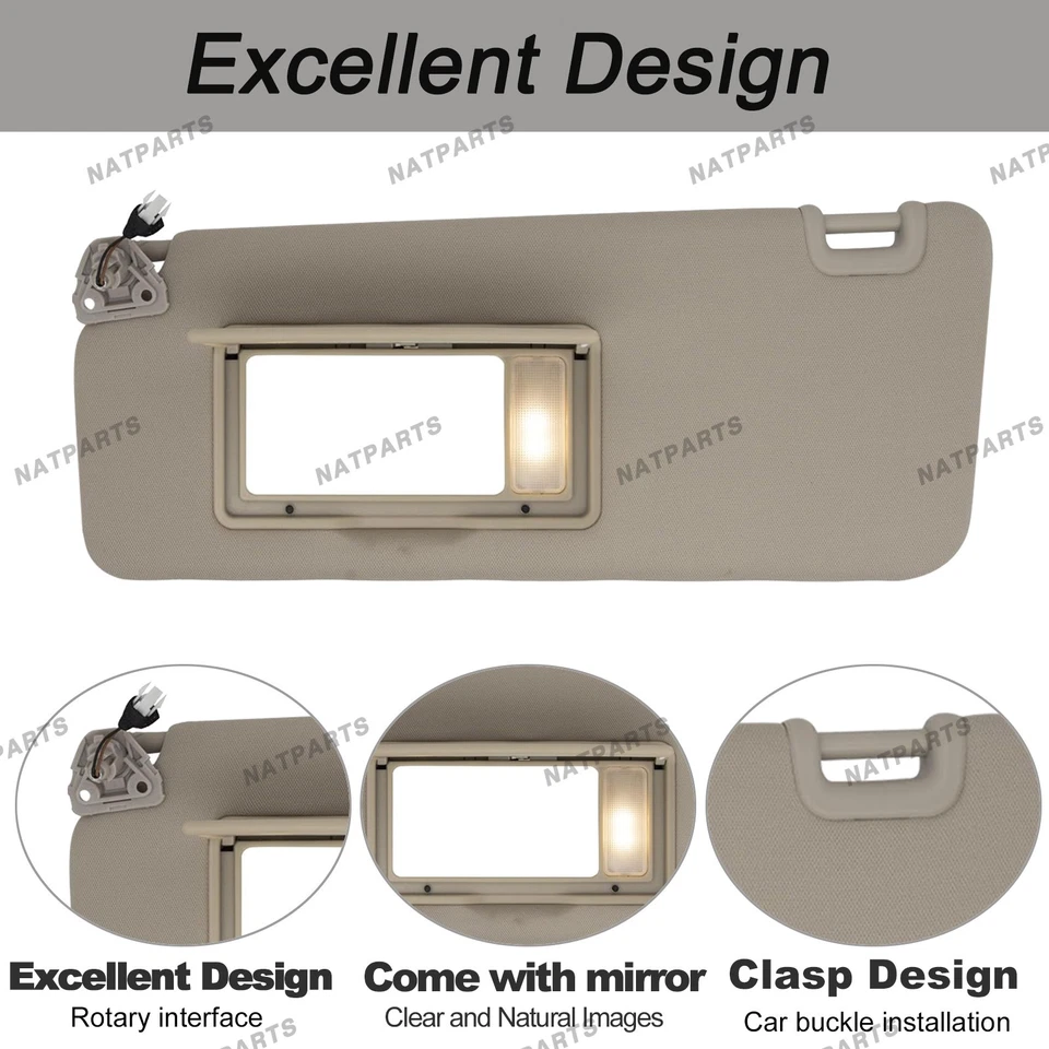 Left Driver Side Sun Visor w/ Light for Nissan Titan 2004-2024 96401-EZ70B - Image 3 of 4