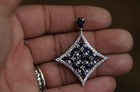 18k White gold Natural pear Sapphire .96ct diamond gemstone pendant 8.8g slide — photo 10