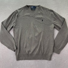 Polo Ralph Lauren Men's Large V Neck Sweater Long Sleeve Cotton Casual Knit EUC