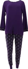 Retreat Rhonda Shear 2-Pc Brushed Jersey Lounge Set Purple Peacock M NWOT (1084)