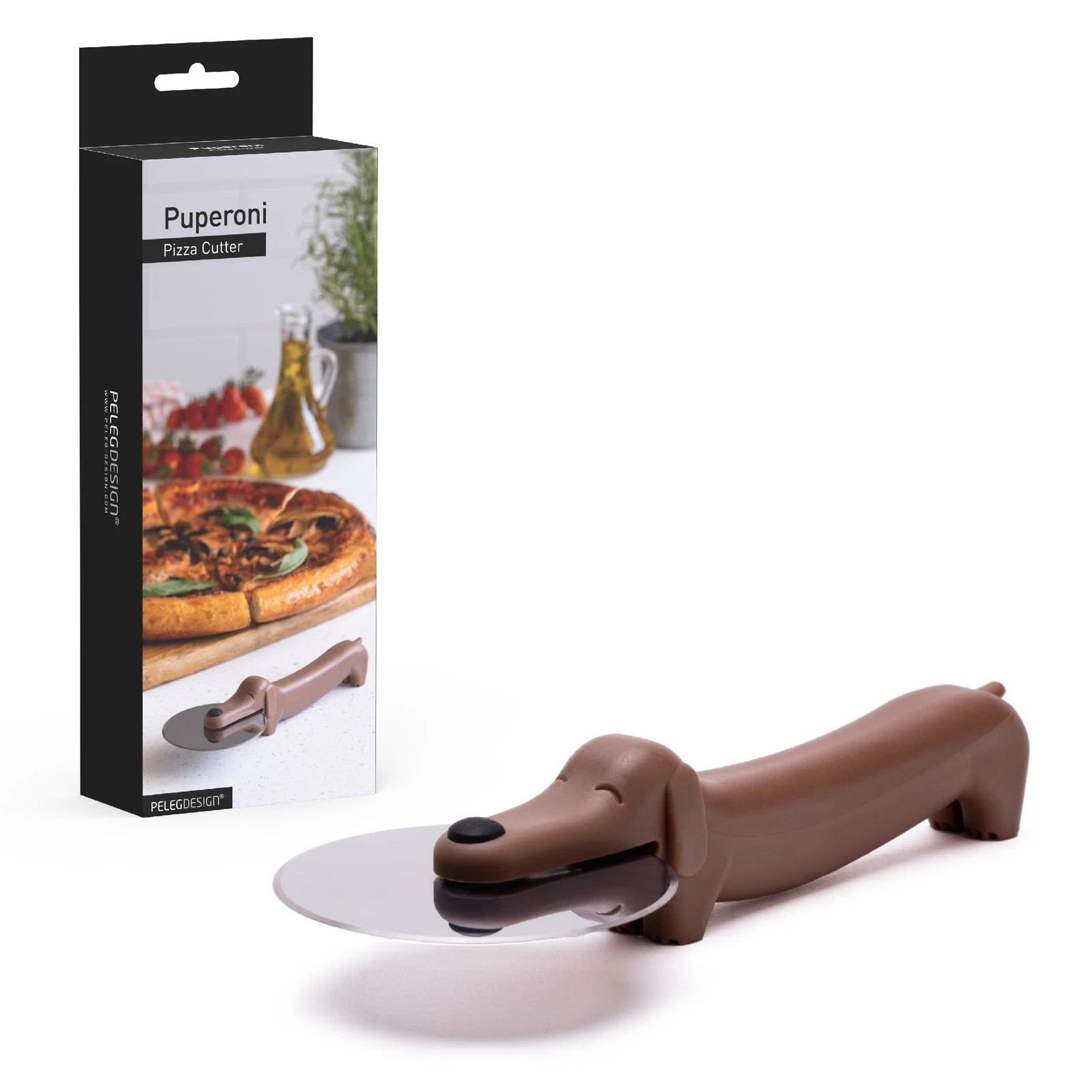Puperoni Cute Pizza Cutter Wheel – Dog-Shaped Plastic Pizza Cutter Wheel with...