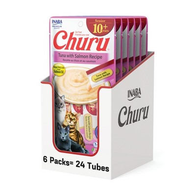 INABA Churu for Senior 10+, Creamy Lickable Cat Treats 1 Count (Pack of 24) 