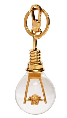 $850  VERSACE Clear Resin Gold MEDUSA Lightbulb Bag Charm / Keychain (NIB) 4.75''