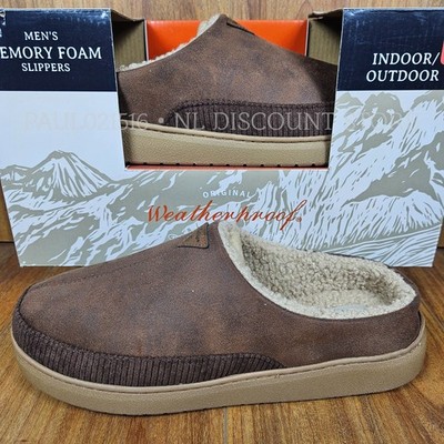WEATHERPROOF Vintage Men's Soft Faux Fur Lining Slip on Slipper ~ Brown