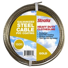 Strata 150 Feet Clothesline Outdoor Heavy Duty Galvanized Wire Steel Cable, Gold