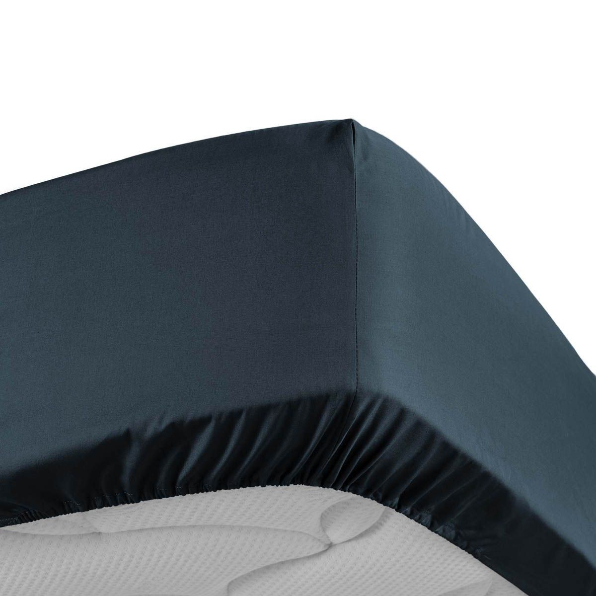 Drap housse percaline 180x200 bleu nuit pour chambre parentale cocooning