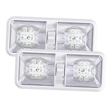 2 Pack RV LED Ceiling Double Dome Light Fixture with ON/Off Switch Interior