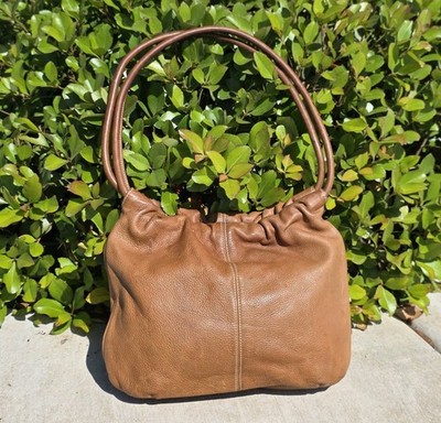 Fossil Medium Light Brown Pebble Leather Cinch Hobo Bag 2010s Y2k Quality 