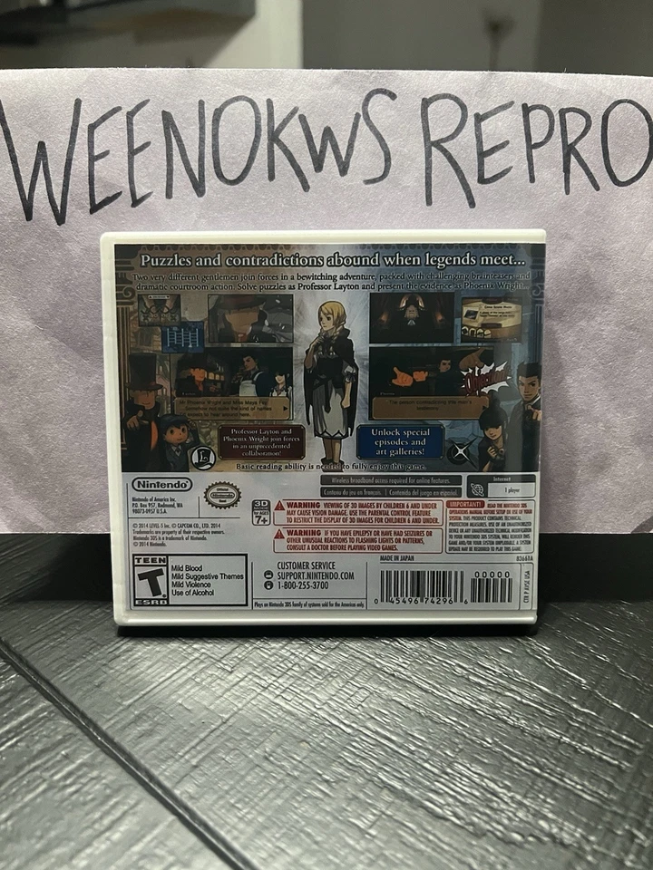 Professor Layton vs Phoenix Wright Ace Attorney HANDMADE Display Case 3ds - Image 2 of 4