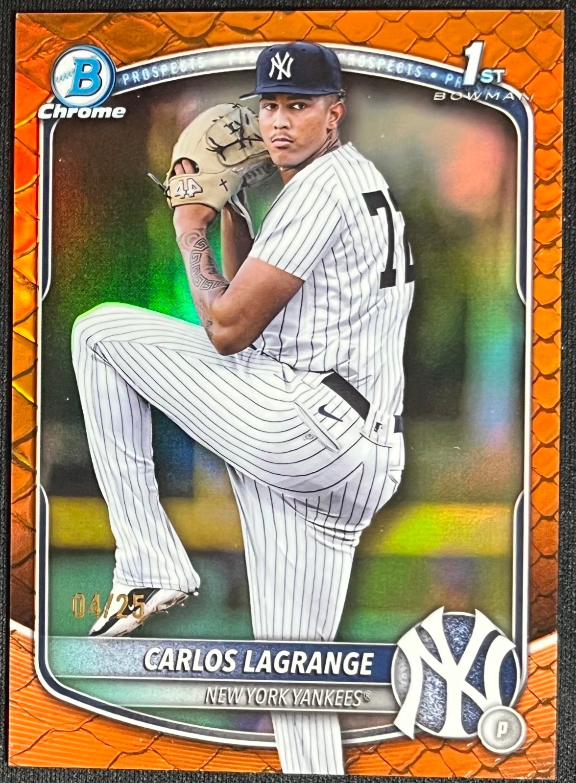 2025 Bowman Chrome Carlos Lagrange #BCP-202 Orange Reptilian Refractor #04/25