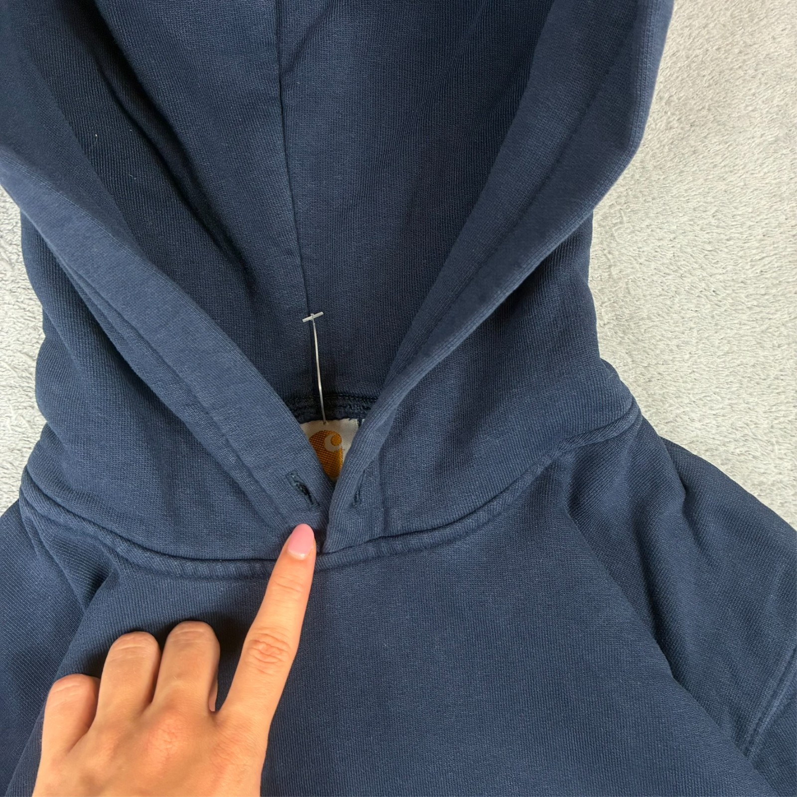 VTG Carhartt 2000's Y2K Navy Blue Heavyweight Size XS Pullover Hoodie image 7