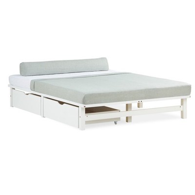 1,40m Holzbett Bett +Lattenrost +  2xBettkasten Bed Möbel mit Bettkasten