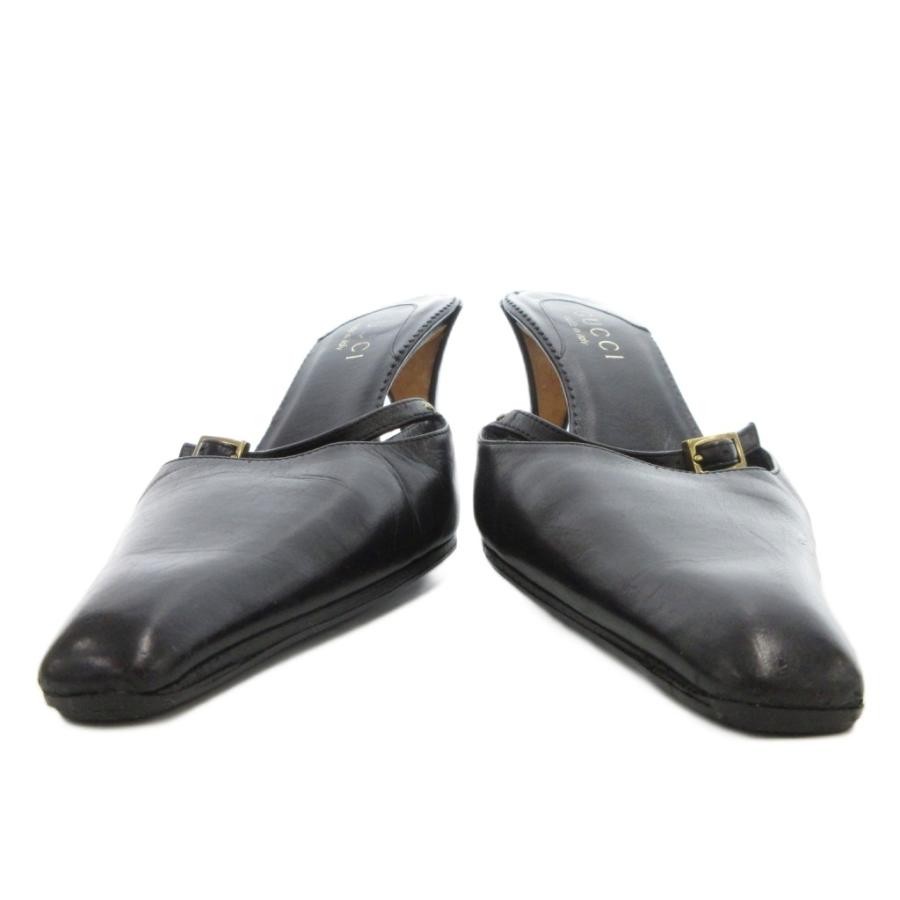 GUCCI Mules Sandals Frat Leather Black EU36.5/US6.5 116141c thumbnail 12