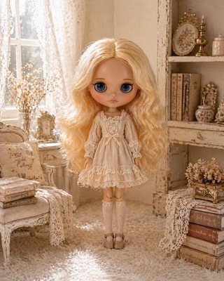 Blythe IC Doll Tan Skin gold Hair 12 inch BJD Nude Custom DIY Extra Hands