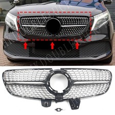 Front Radiator Grill Grille For Mercedes-Benz V-Class W447 21-23 Black W/Camera