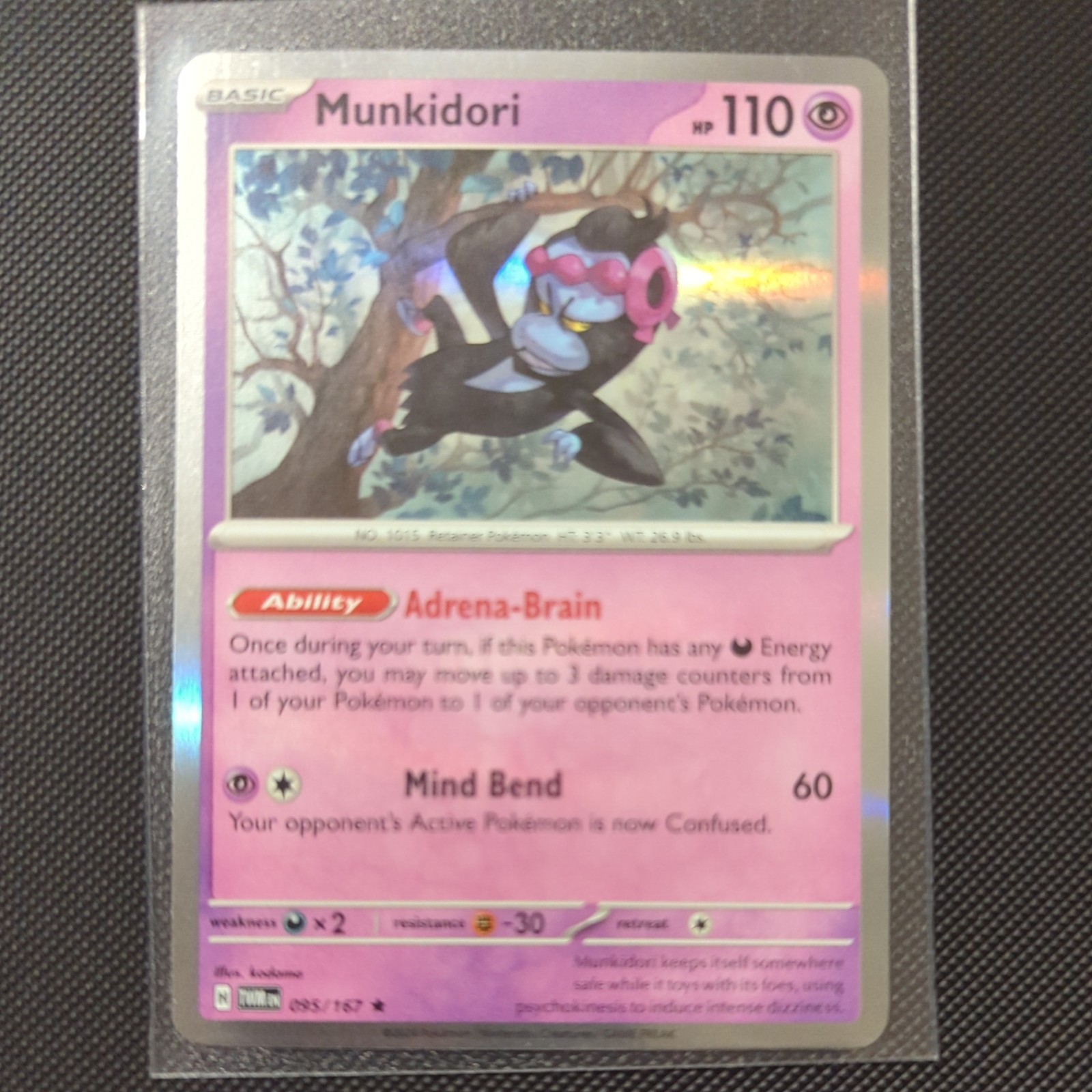 Pokemon TCG Rare Holo Munkidori 95/167 Twilight Masquerade Pack Fresh