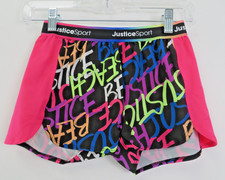 Girls Justice Sport Pink and Black Running Shorts Size S 7/8 NWOT