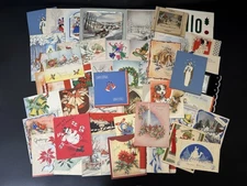Vintage Christmas Holiday Greeting Cards Lot Of 50, Used And Unused/ *8