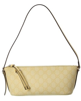 Gucci Gg Emblem Small Gg Supreme Canvas & Leather Shoulder Bag Women's Yellow
