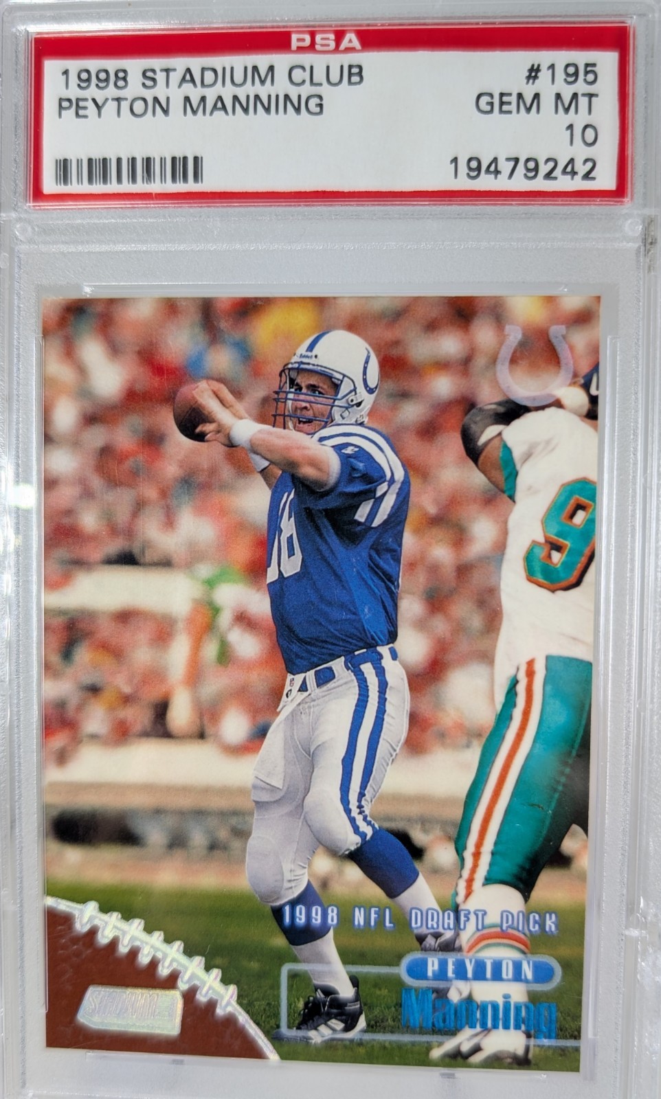 1998 Topps Stadium Club Peyton Manning Rookie - PSA 10 #195 view 4