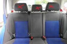 VW Polo 9N 9N3 Sitz Rückbank Sitzfläche Sitze 3 Punkt Gurt hinten blau OHNEKopf