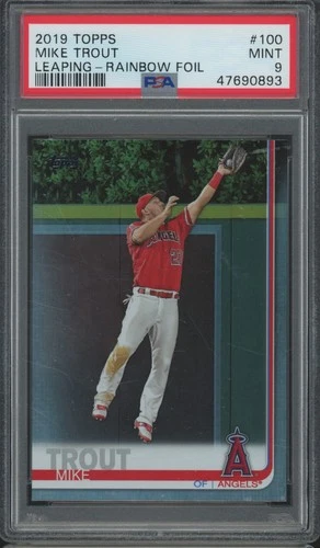 2019 Topps Leaping Rainbow Foil #100 Mike Trout Mint PSA 9