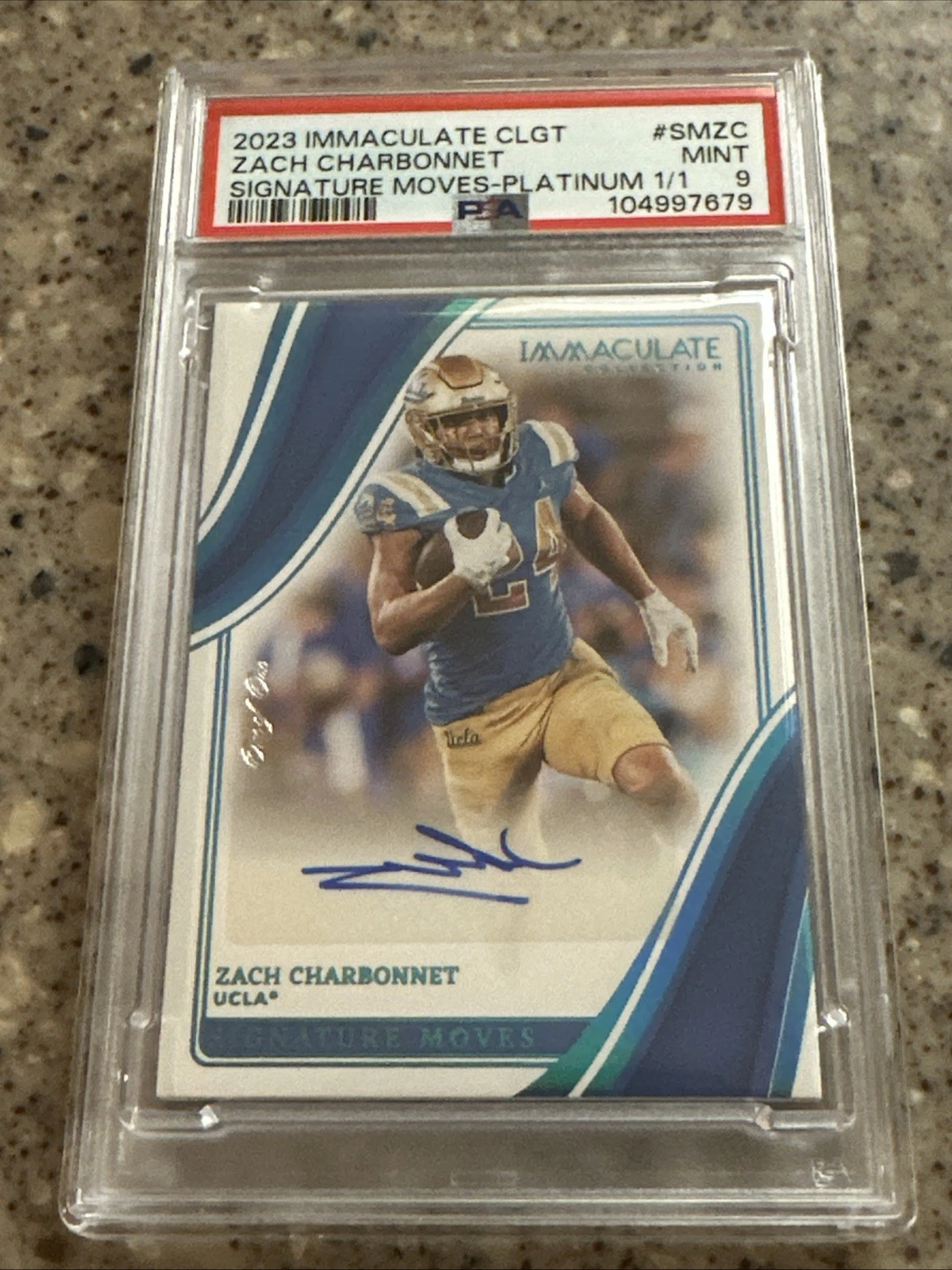 Zach Charbonnet Panini Immaculate Collection Collegiate Signature Moves #SMZC Platinum 1/1