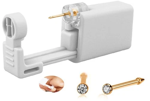 SLVIEKAE Nose Piercing Kit, Pierce Kit Gun Self Gun Kit Gun Kit Tool (Gold) - product listing photo