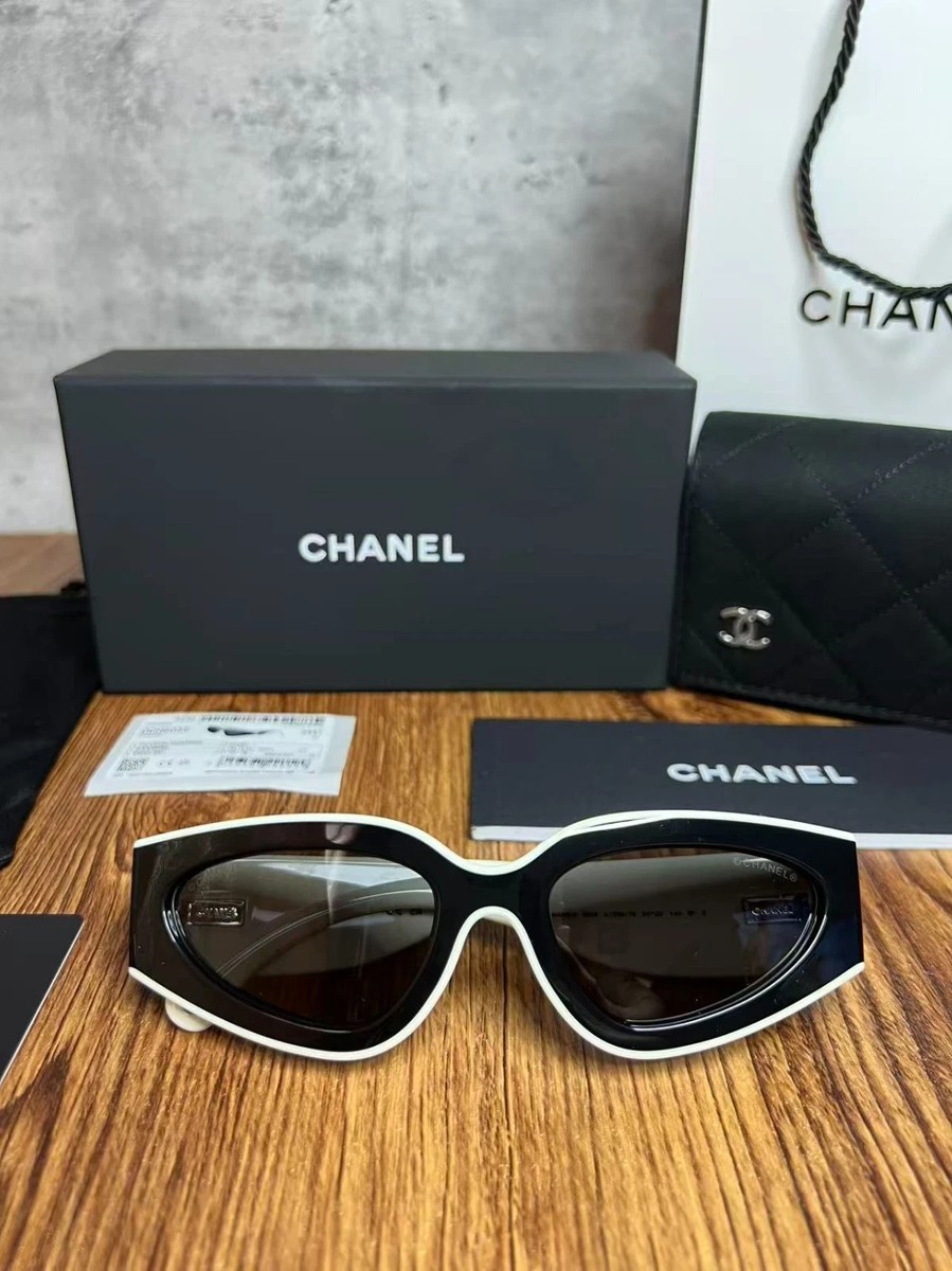 Women's Chanel Sunglasses Black&White Frame Classic 6056 Cat Eye