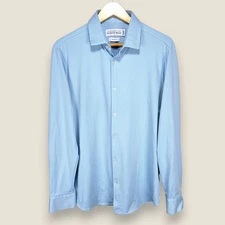 Mizzen+Main Spinnaker Button Shirt Men Large Trim Fit Blue White Gingham Check