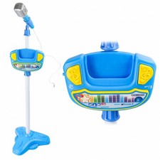 Kidplokio Kids Karaoke Microphone with Adjustable Stand and Light Show, Blue