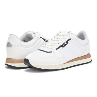 BOSS Kai Retro Low Profile Men's Sneakers Casual Shoes White Oak 8 M