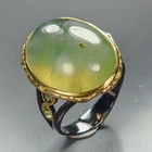 Vintage ring 30 ct Natural Prehnite Ring 925 Sterling Silver Size 7.75 /R477307