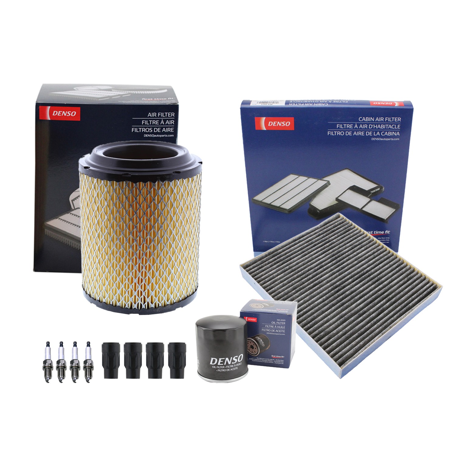 Denso Tune Up Kit 4 Spark Plugs  Boots Kit for Caliber Compass L4 W/ Gap 0.044