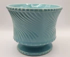 MCCOY Vintage Aqua Pedestal Planter 5" Swirl Pattern with Hobnail Detailing