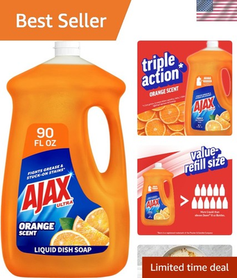 #ad #ad Ultra Liquid Dish Soap 90 fl oz Orange Scent Triple Action Cleaning Power $10.19