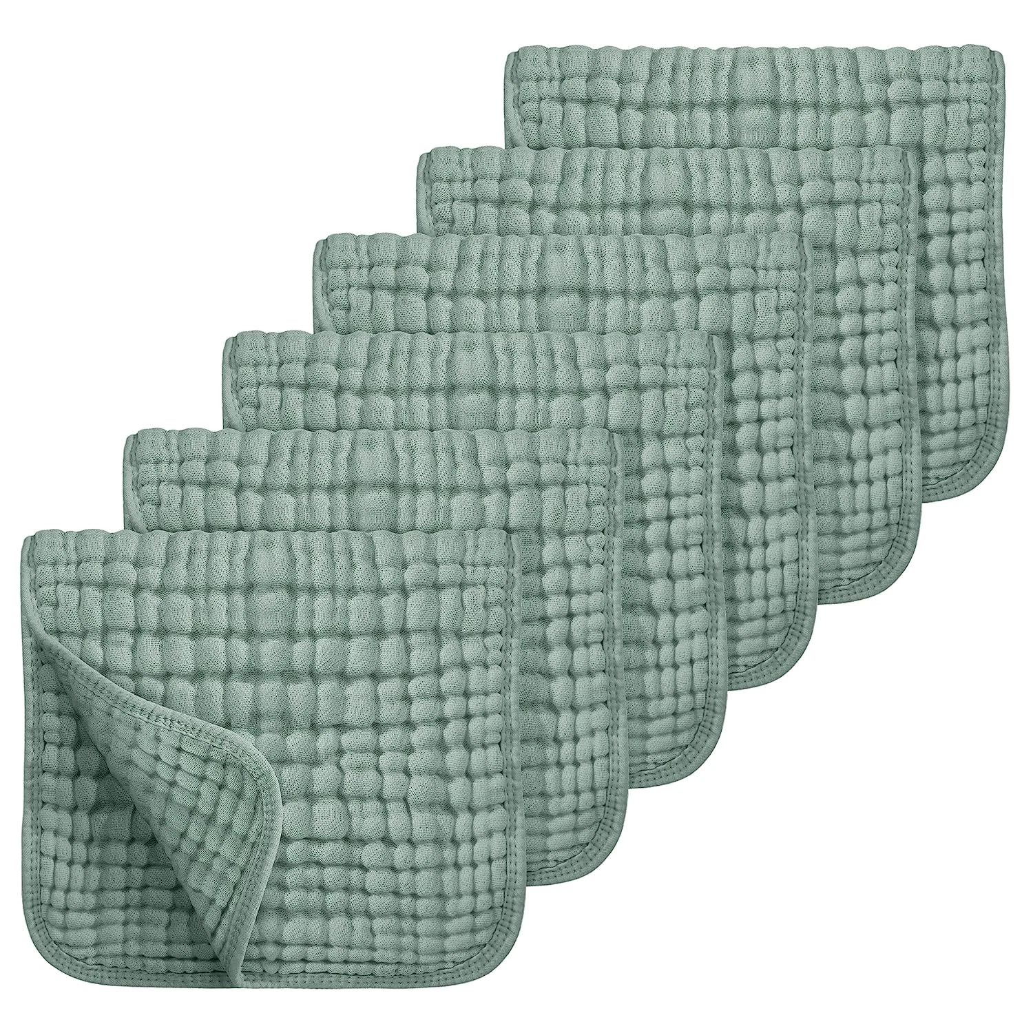 Muslin Burp Cloths 6 Pack - 20" X 10" - Ultra Soft & Absorbent, 6-Layer 100% Cot