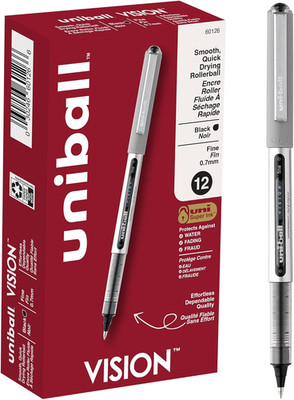 Uni-Ball(R) Vision(Tm) Rollerball Pens, 0.7 Mm, Fine Point, Gray Barrel, Black I