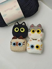 Square Cat Crochet Keychain, Funny Loaf Cat Amigurumi, Cute Gift, Bag Charm