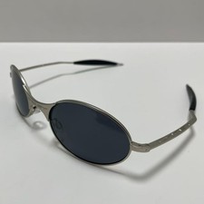 Oakley C Wire Polarized Sunglasses Titanium Sliver Frame Black Lenses