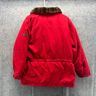 Lauren Ralph Lauren Jacket Womens PL Red Faux Fur Collar Outdoor