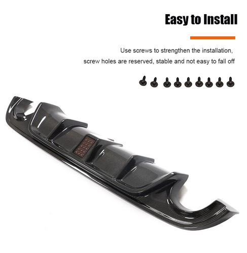 FOR 2014-2017 INFINITI Q50 REAL CARBON FIBER REAR BUMPER DIFFUSER LIP KIT W/ LED - Picture 12 of 18