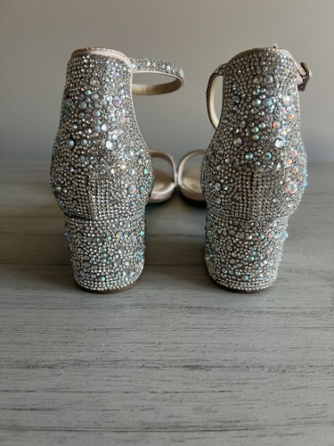 Betsey Johnson Rhinestone Block Heel “Mari” Sz 12 Champagne - Picture 6 of 11
