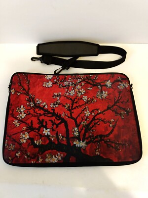 Meffort INC Women's Red Black Fabric Oriental Print Briefcase Travel Laptop Bag
