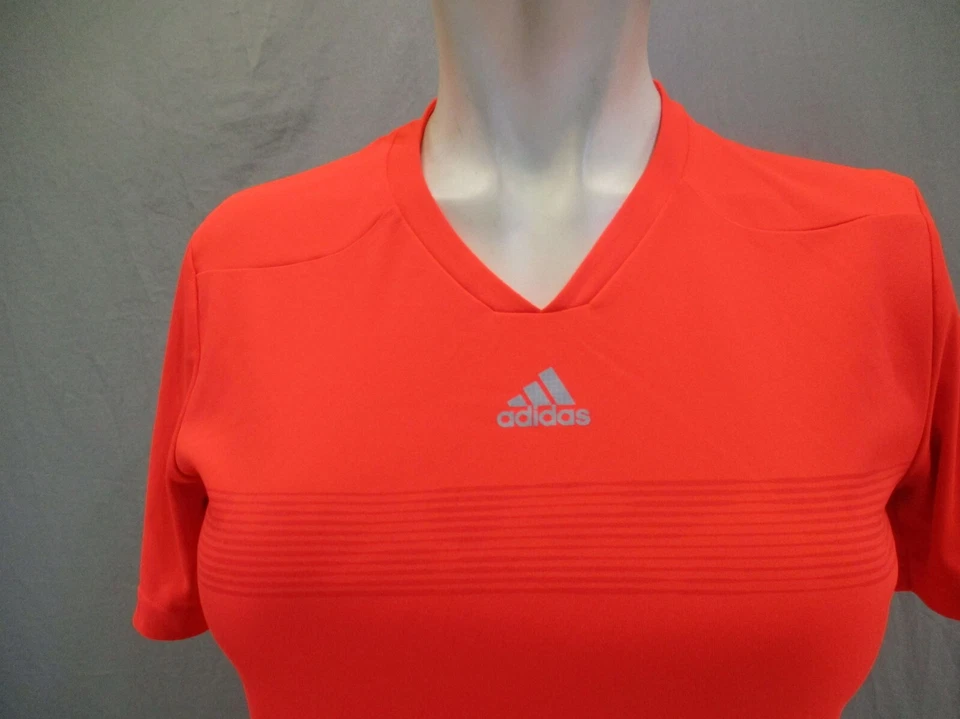 Top deportivo ajustado manga corta cuello en V coral talla L para niñas Adidas Barricade 895 Foto 2 de 4